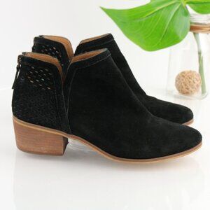 Susina‎ Womens Blakely Boot Size 9.5 Black Suede Perforated Block Heel Bootie